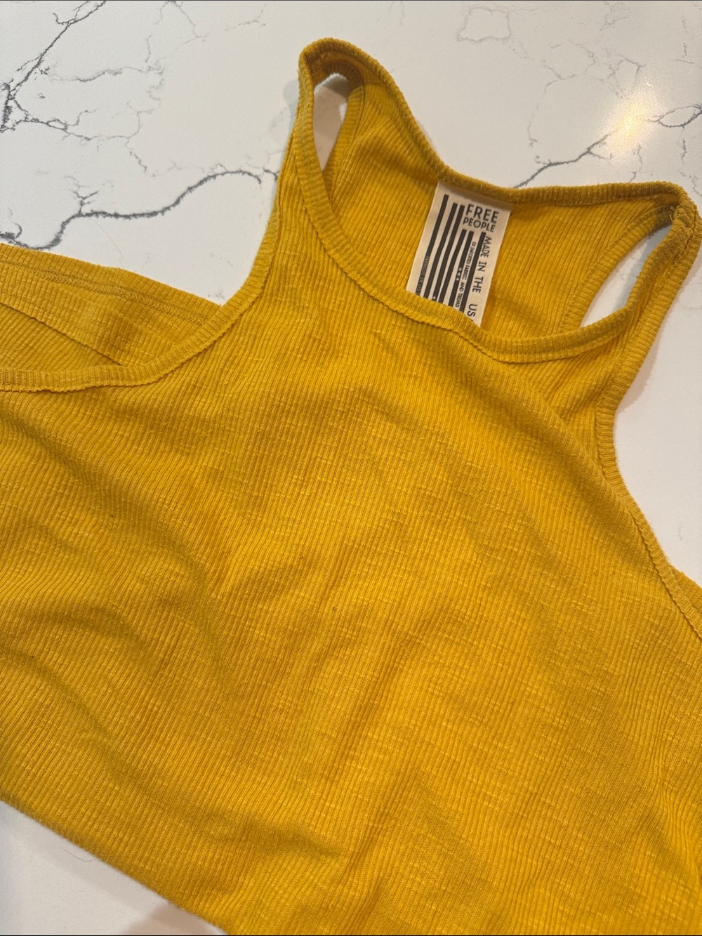 Free People Golden Yellow Ribbed Racerback Tank
